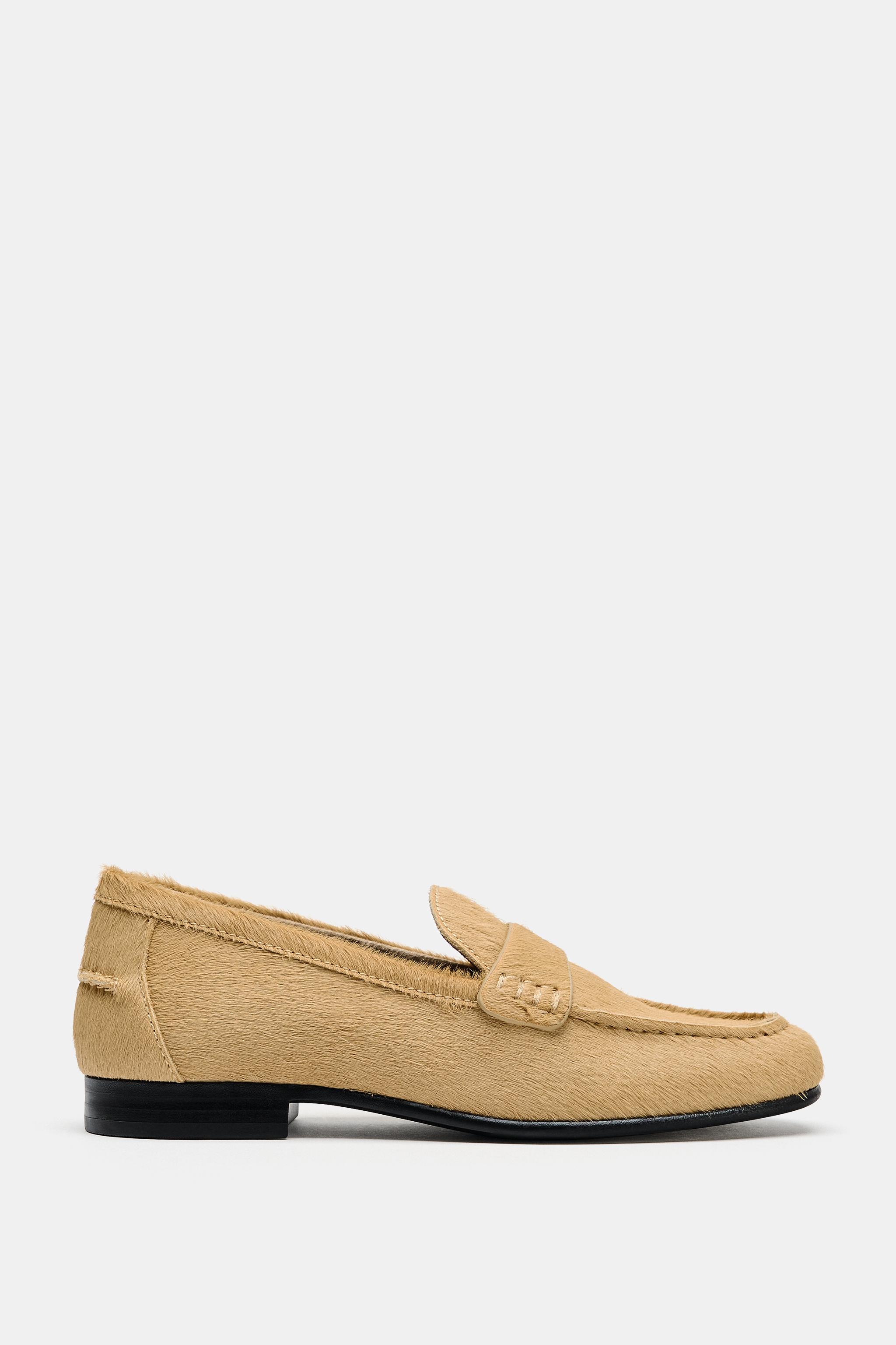 MOCASSINS EN CUIR EFFET FOURRURE